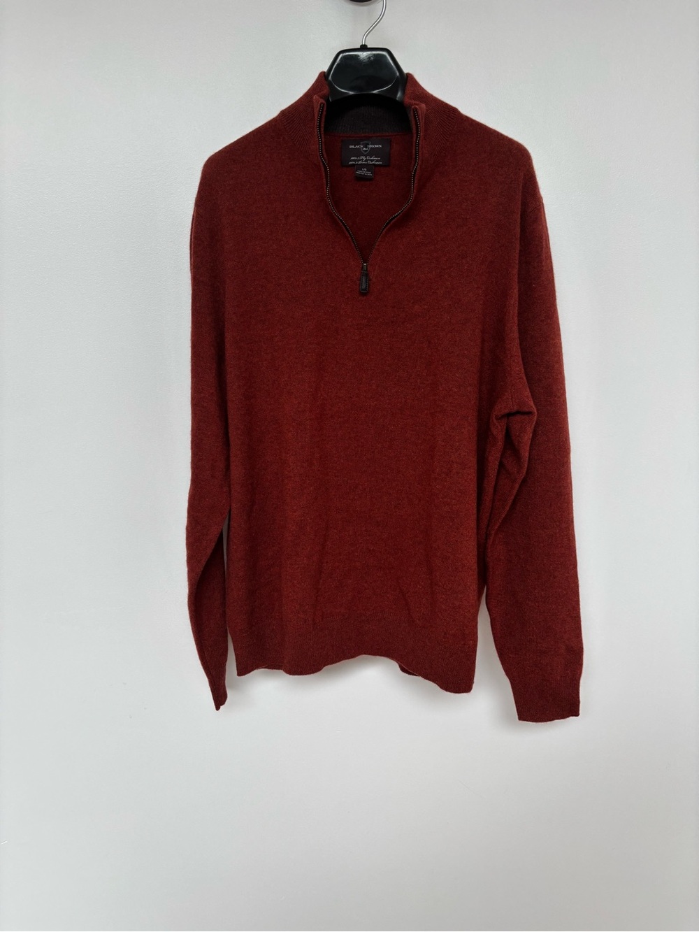 Black Brown 1826 Cashmere Quarter-Zip Men's Sweater - Rust Red